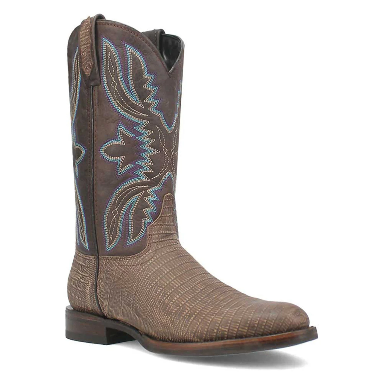 Dingo Cement Lizard Print Snip Toe Leather Boots