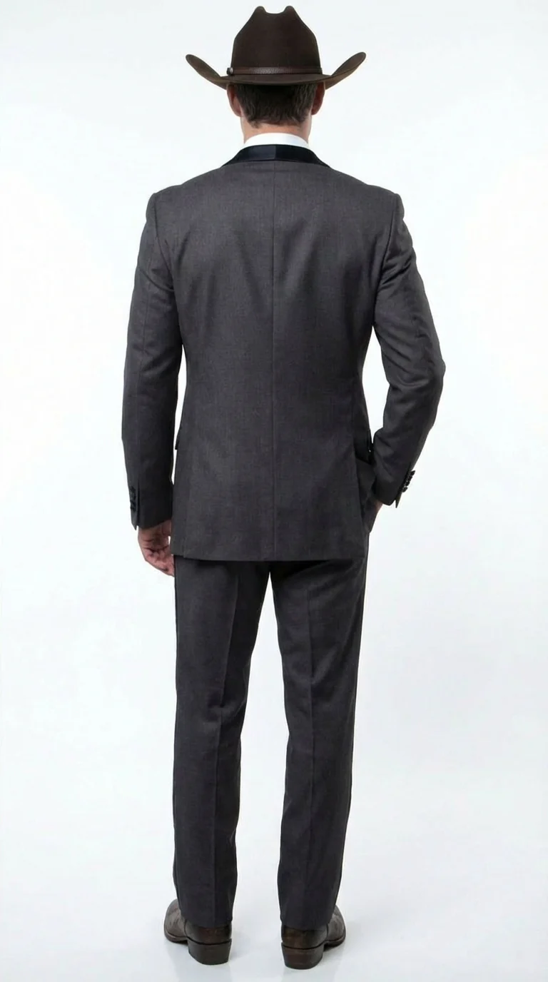 Charcoal Gray Western Tuxedo for Men | Classic Three Piece Formal Wedding and Evening Cowboy Tuxedo Suit With Trim Peak Lapel - Image 11