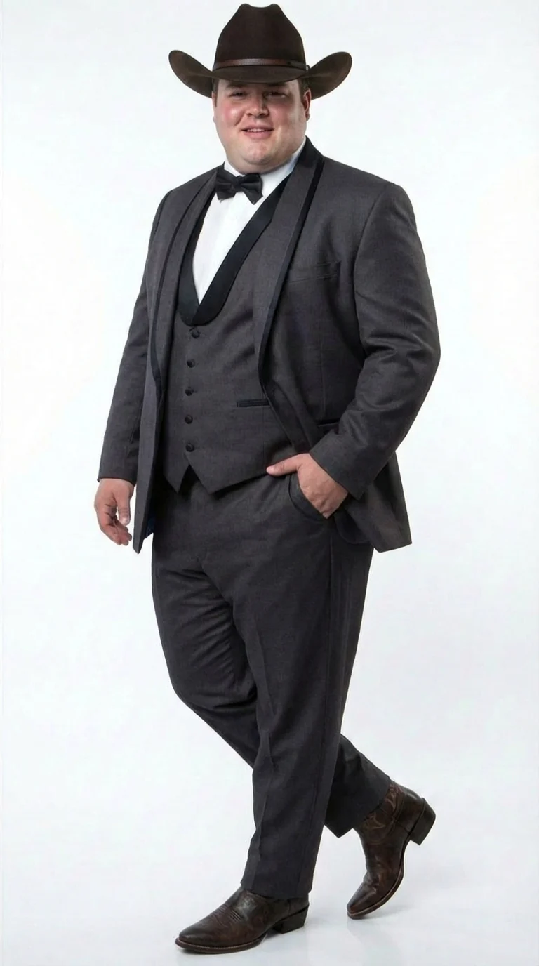 Charcoal Gray Western Tuxedo for Men | Classic Three Piece Formal Wedding and Evening Cowboy Tuxedo Suit With Trim Peak Lapel - Image 4
