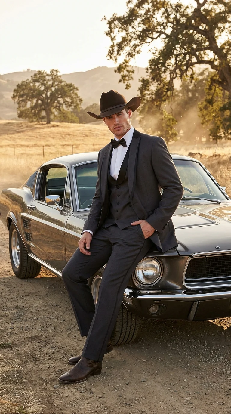 Charcoal Gray Western Tuxedo for Men | Classic Three Piece Formal Wedding and Evening Cowboy Tuxedo Suit With Trim Peak Lapel - Image 7