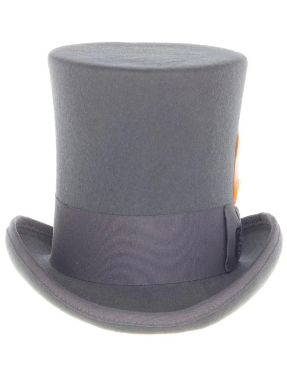 Charcoal Grey Dress Hat 1920s Fedora Style - Men's Tall 100% Wool Dress Top Hat in Charcoal Grey - Image 3