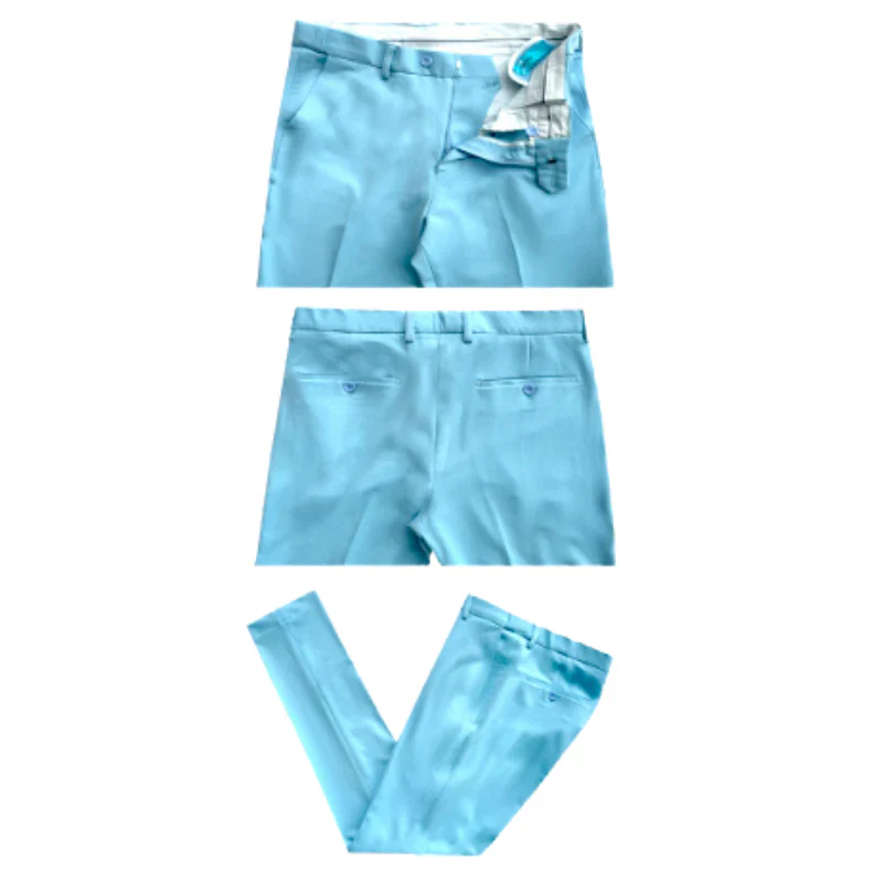 Cotton Suit - Summer Stretch Fabric - Mens Cotton-Stretch Fashion Suit Sky S9010 - Image 2