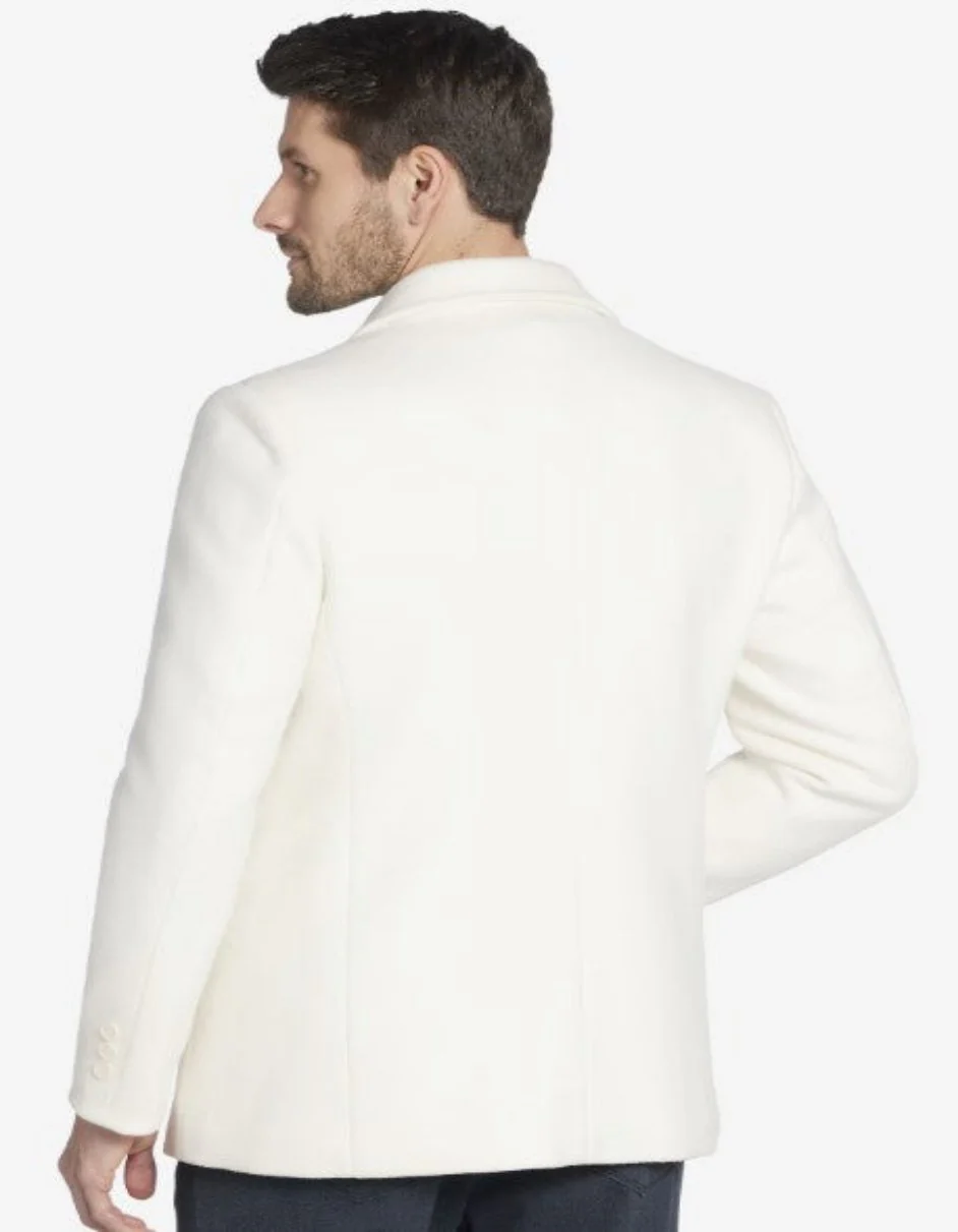 Cream Color Pea Coat - Ivory Double Breasted Wool Coat - Off White Car Coats - Image 2