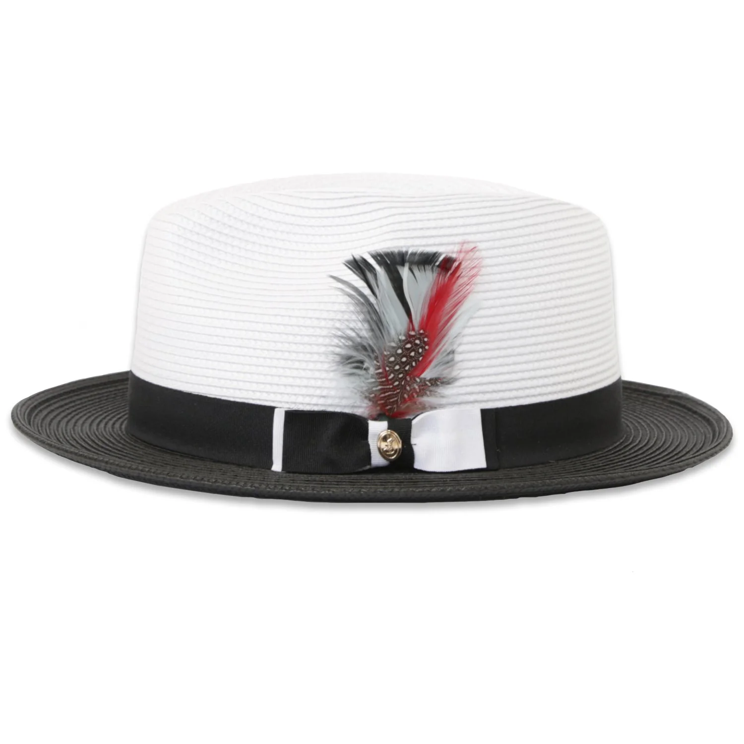 Tapa Crushable Straw Hat Fedora in Two Tone Black-White - Image 2