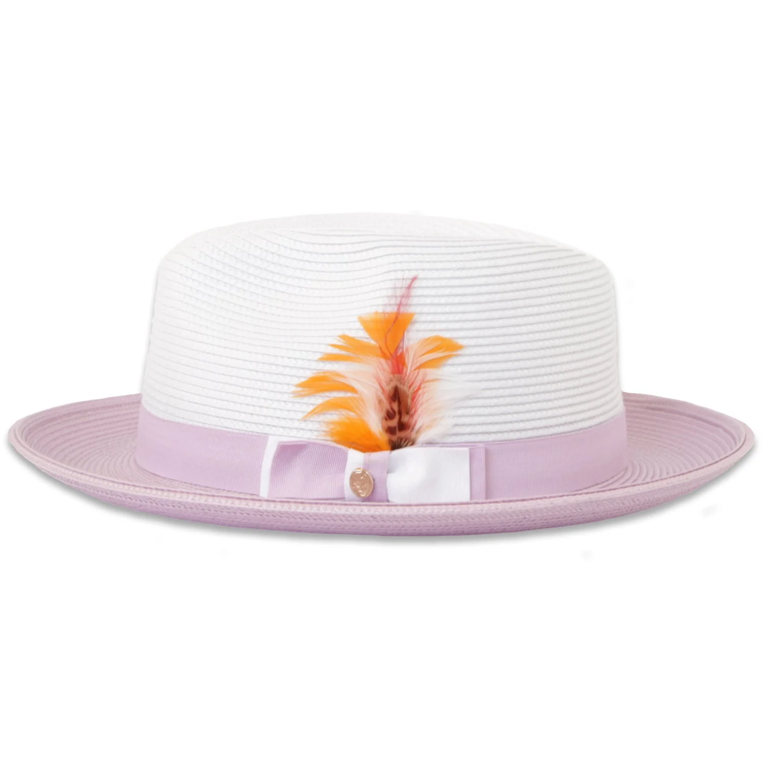 Tapa Crushable Straw Hat Fedora in Two Tone Lavender-White - Image 2