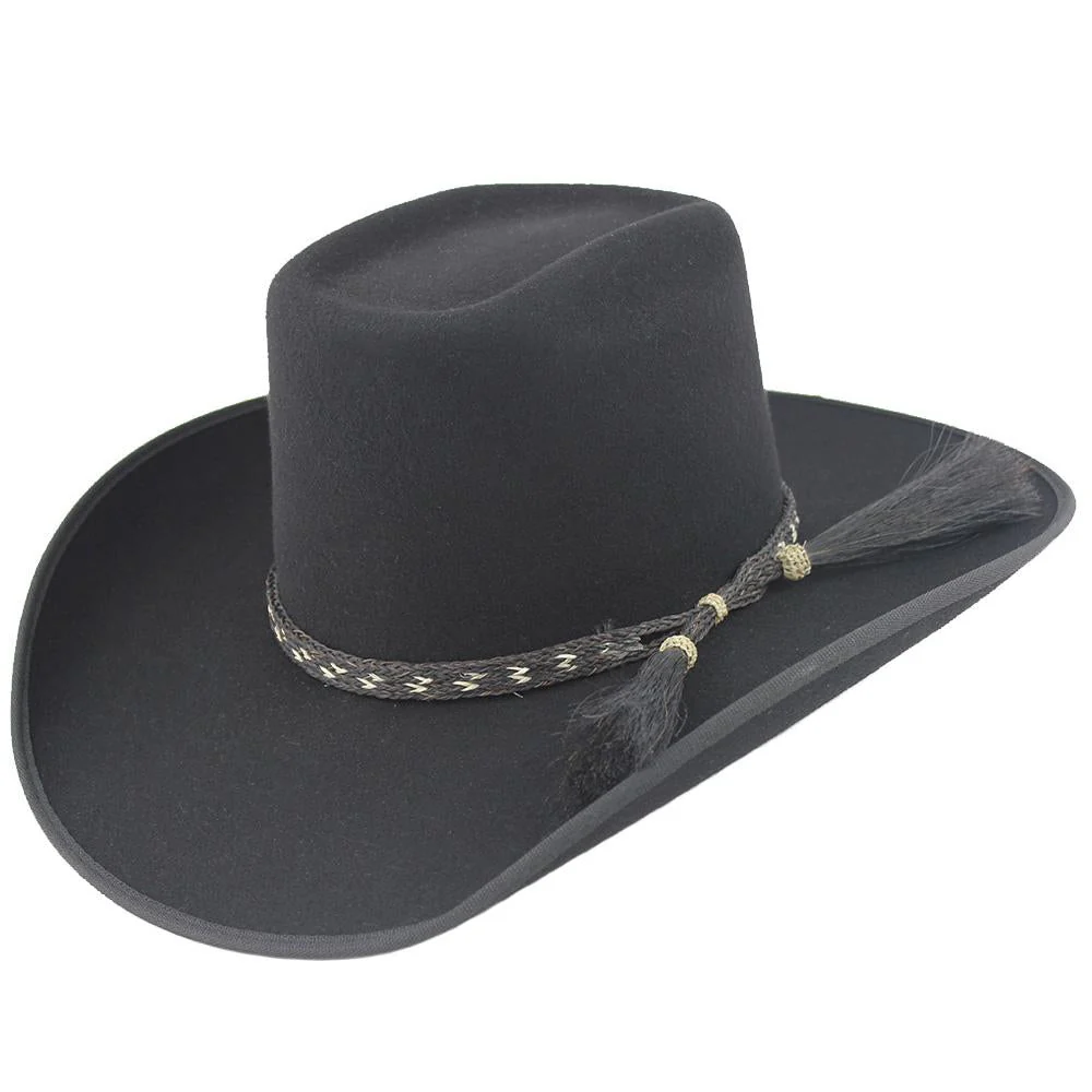 Cuernos Chuecos Black 6X Brick Crown Felt Hat With Horsehair Band - Image 2