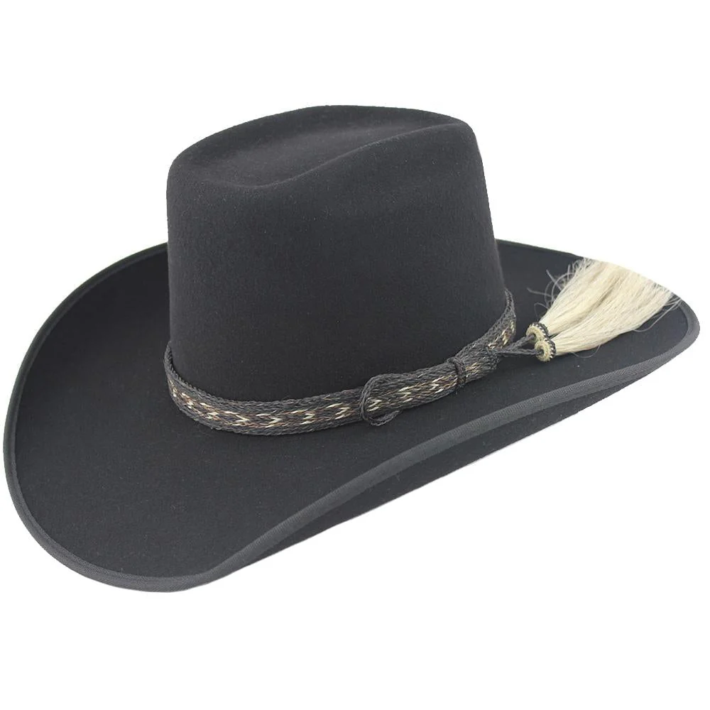 Cuernos Chuecos Black 6X Brick Crown Felt Hat With Horsehair Band - Image 3