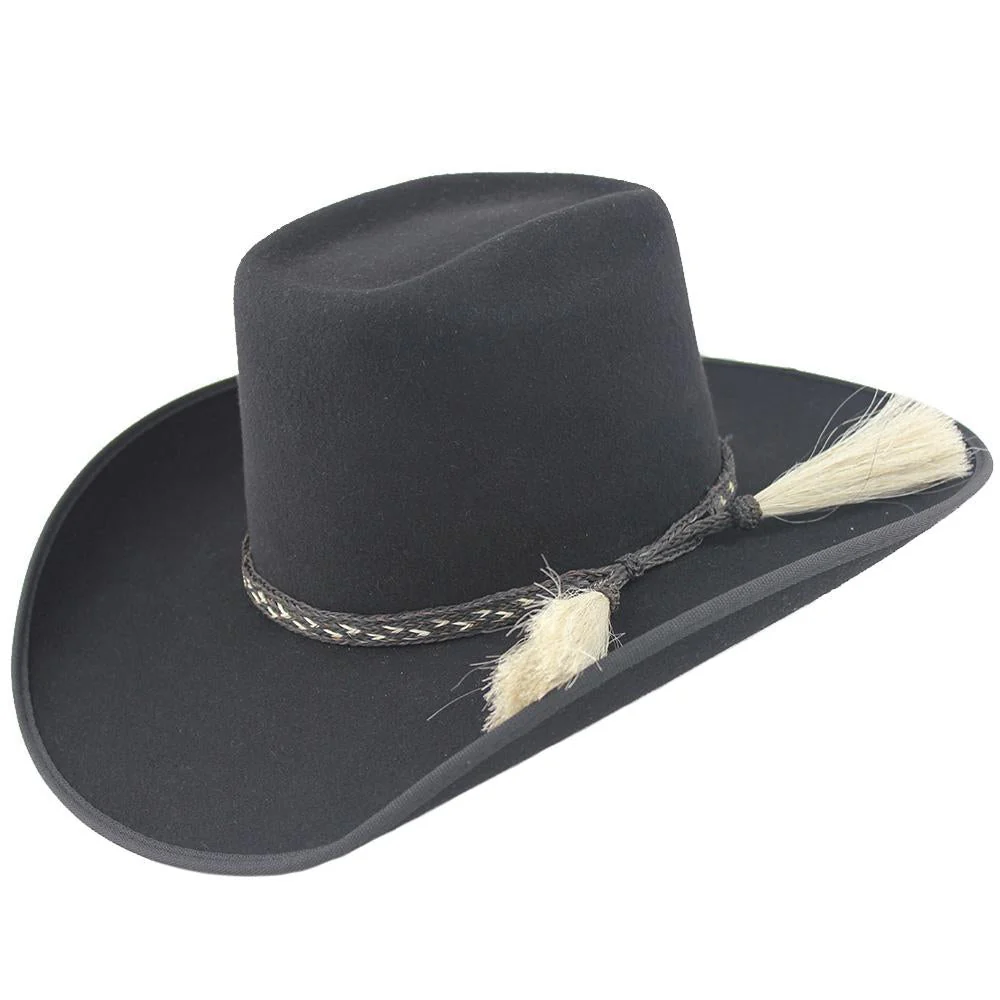 Cuernos Chuecos Black 6X Brick Crown Felt Hat With Horsehair Band - Image 4