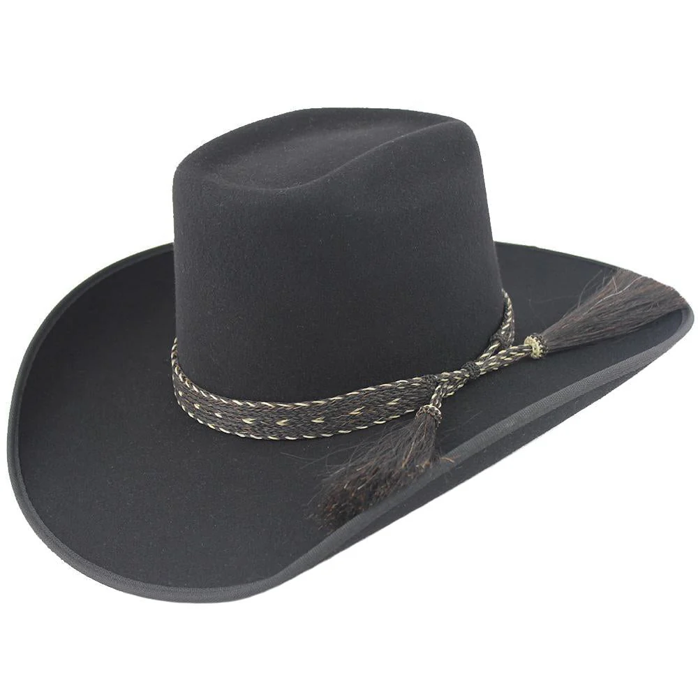 Cuernos Chuecos Black 6X Brick Crown Felt Hat With Horsehair Band - Image 5