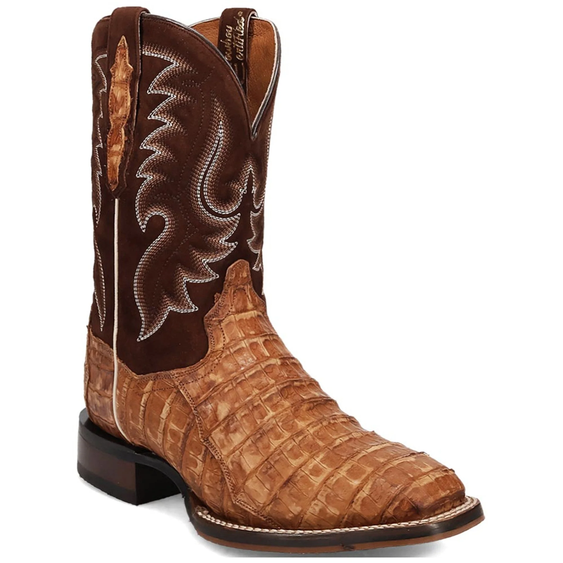 Dan Post Men’s Leon Brass/Brown Caiman Leather Western Boots - Image 2