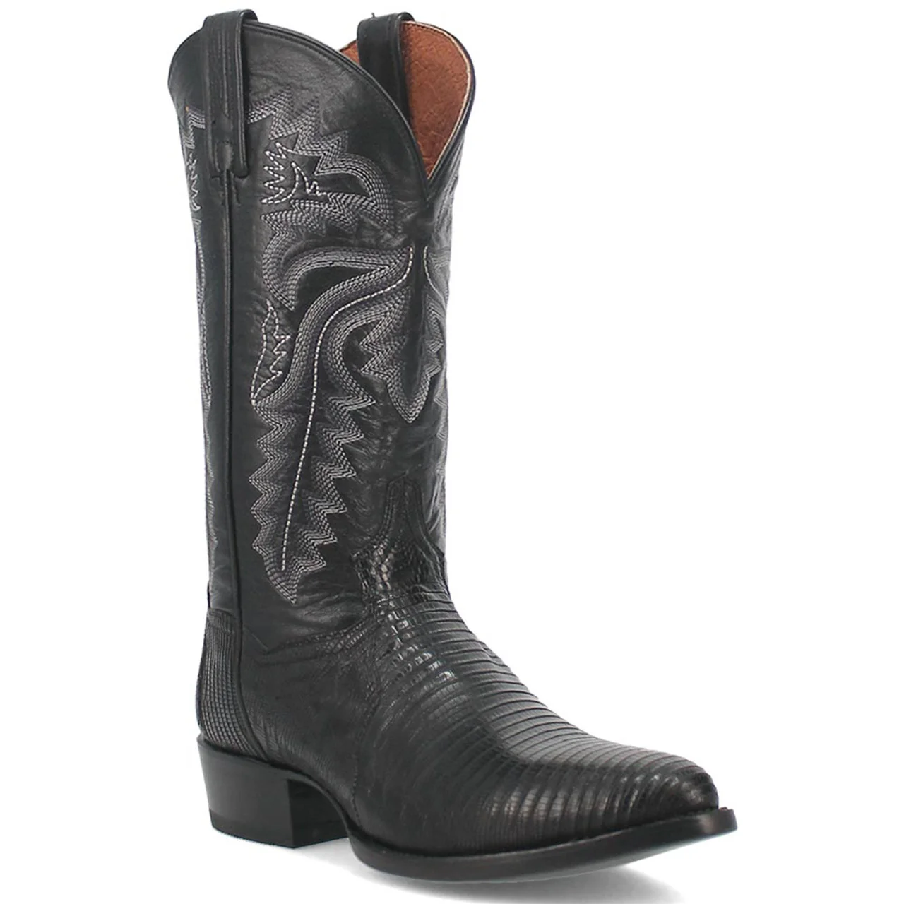 Dan Post Men’s Winston Black Genuine Lizard Skin Round Toe Cowboy Western Boot