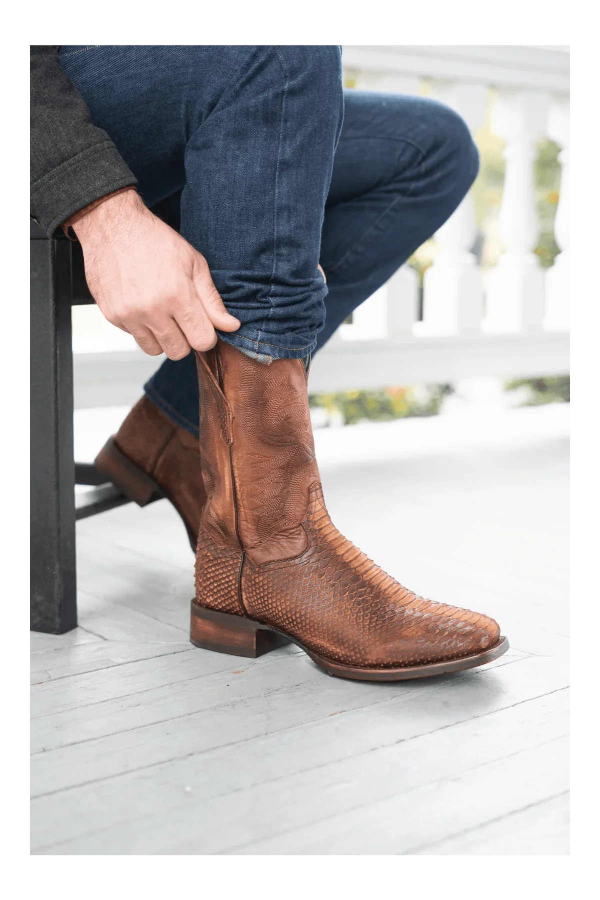 Dan Post Men's KA Python Print Leather Square Toe Boots - Brown - Image 6