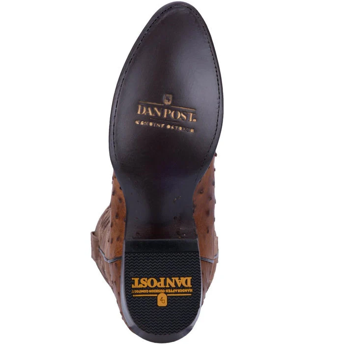 Dan Post Men's Tempe Full Quill Ostrich Round Toe Boots - Saddlebrown - Image 2