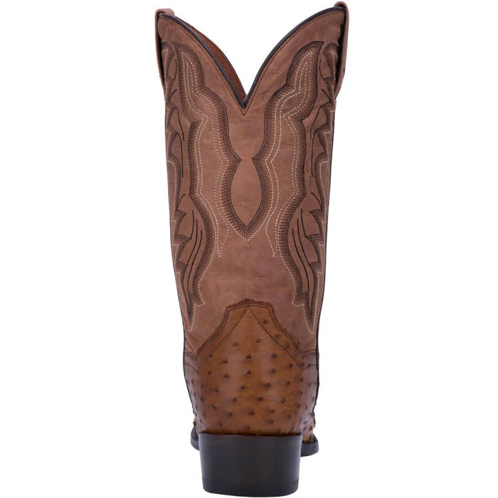 Dan Post Men's Tempe Full Quill Ostrich Round Toe Boots - Saddlebrown - Image 3