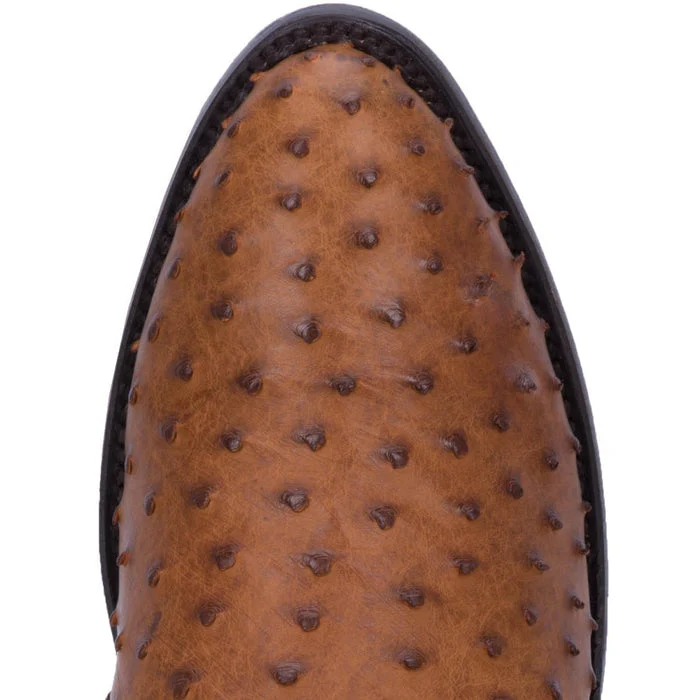 Dan Post Men's Tempe Full Quill Ostrich Round Toe Boots - Saddlebrown - Image 5