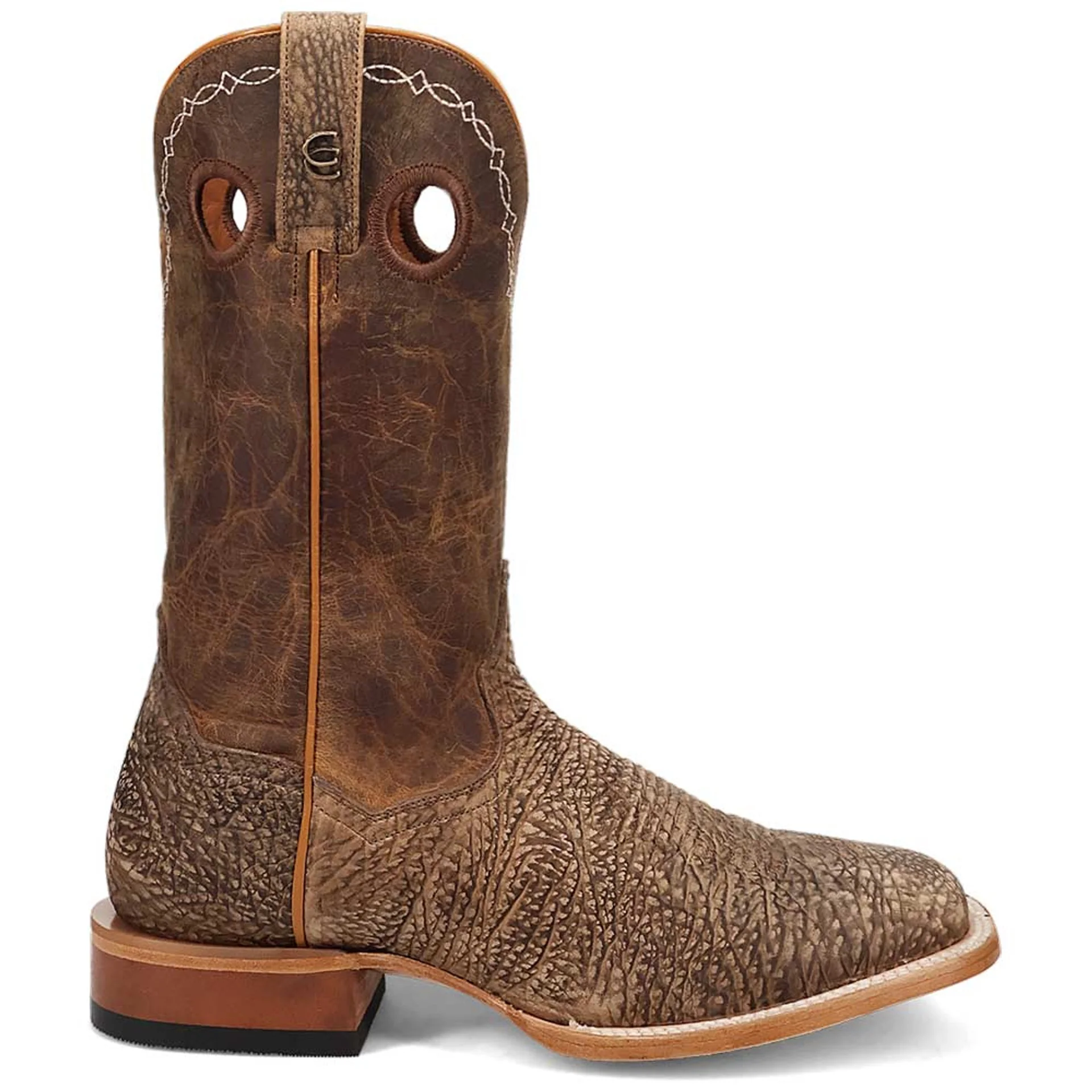 Dan Post Murray Men's Brown Bison Leather Square Toe Rugged Western Cowboy Boots - Image 2