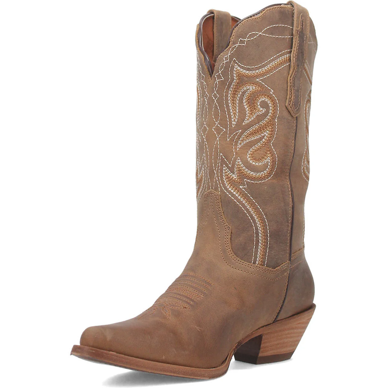Dan Post Women's Square Toe Tan/Denim Ellie Leather Boots - Image 7