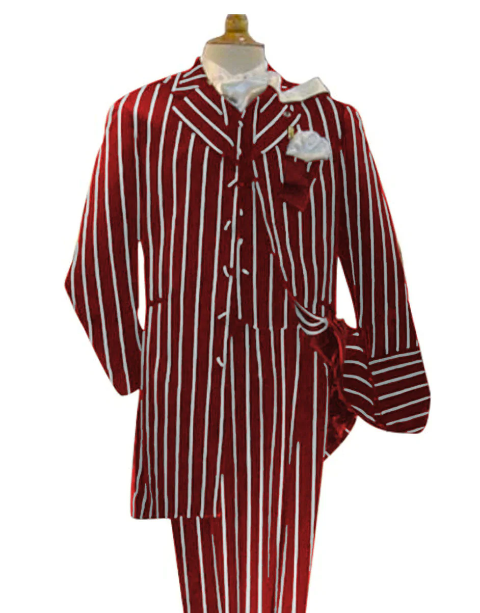 Dark Red and White Pinstripe - Gangster 1920s Pinstripe Suit - Mens  Fashion Suit