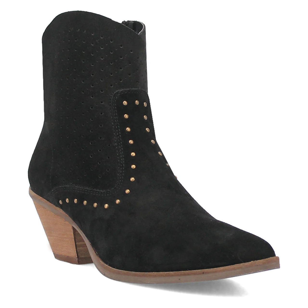 Dingo Miss Priss Black Zipper Snip Toe Suede Leather Ankle Boot - Image 2