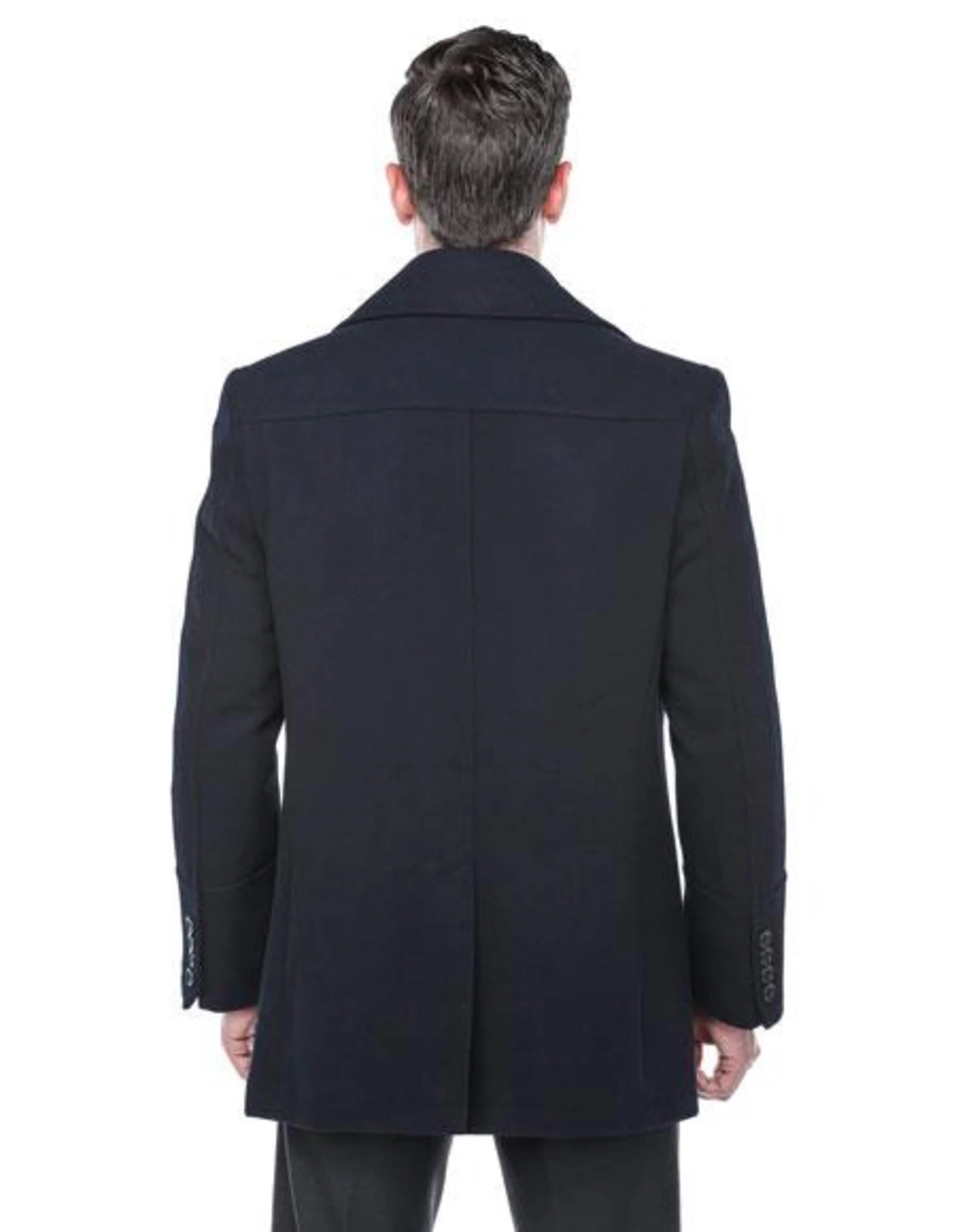 Double Breasted Navy Wool Blend Overcoat ~ Long men's Dress Topcoat - Winter coat - Image 3