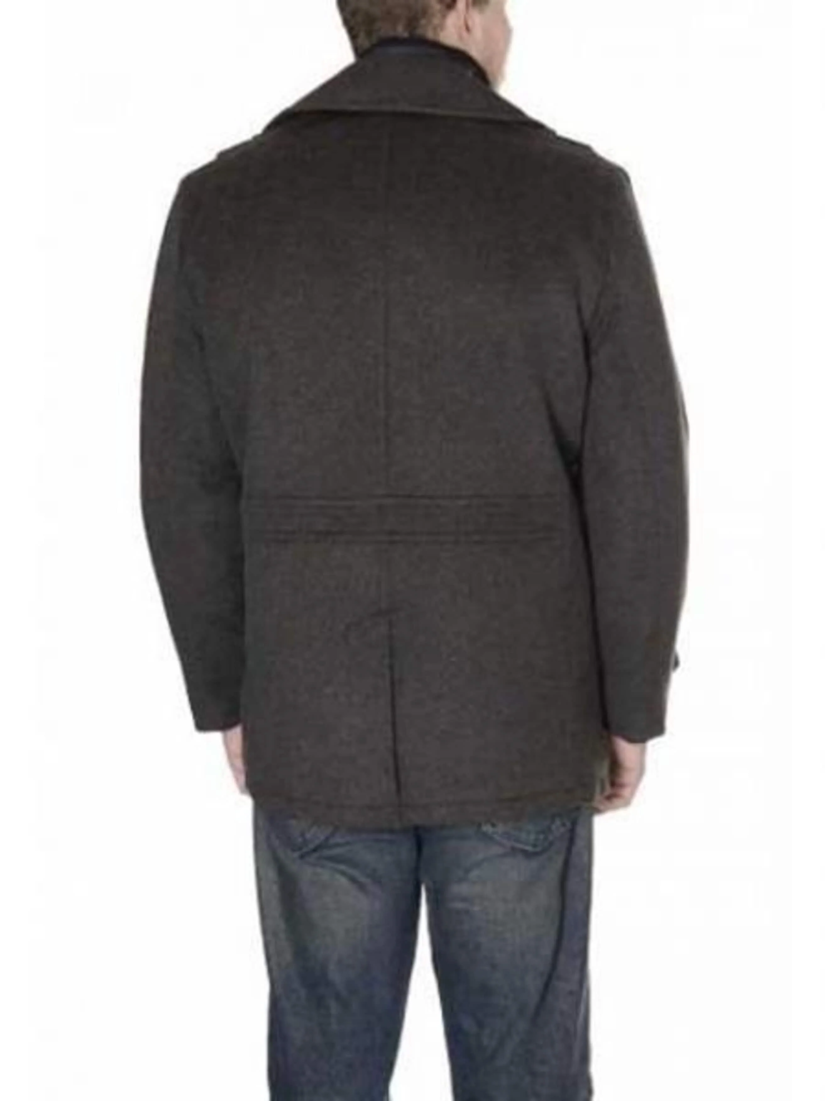 Double Breasted Six Button Herringbone Brown Designer men's Wool Peacoat Sale - Image 2