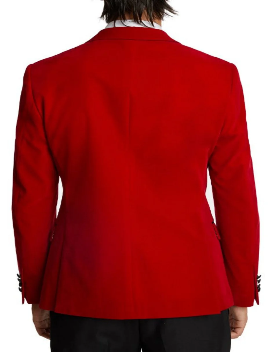 Double Breasted Tuxedo - Velvet Dinner Jacket with Pants in Color Red - Image 3