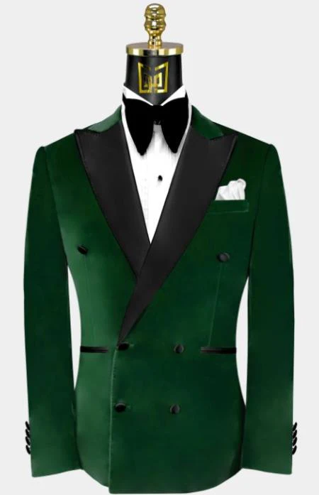 Double Breasted Tuxedo - Velvet Tuxedo Dinner Jacket In Black - Navy - Emerald Green - Burgundy - Image 3