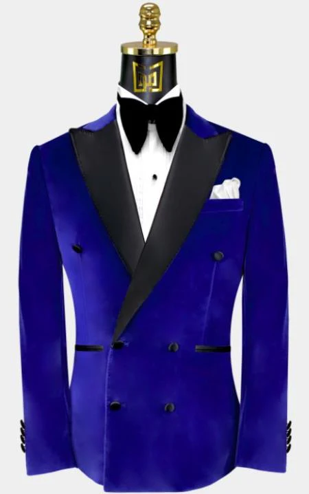 Double Breasted Tuxedo - Velvet Tuxedo Dinner Jacket In Black - Navy - Emerald Green - Burgundy - Image 4