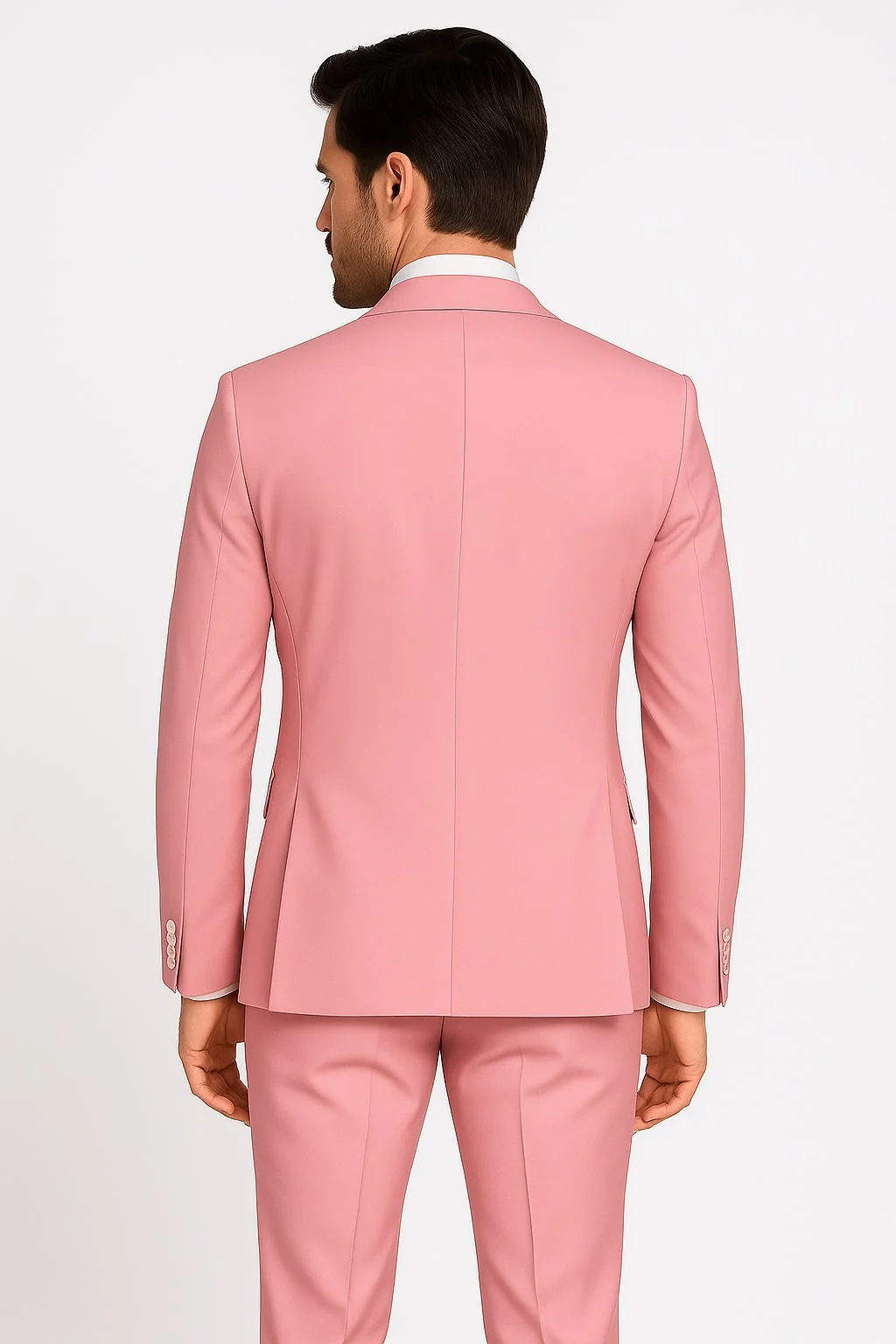 Dusty Rose Pink Tuxedo for Men – One Button Satin Lapel Wedding Prom Suit with Bow Tie - Image 3