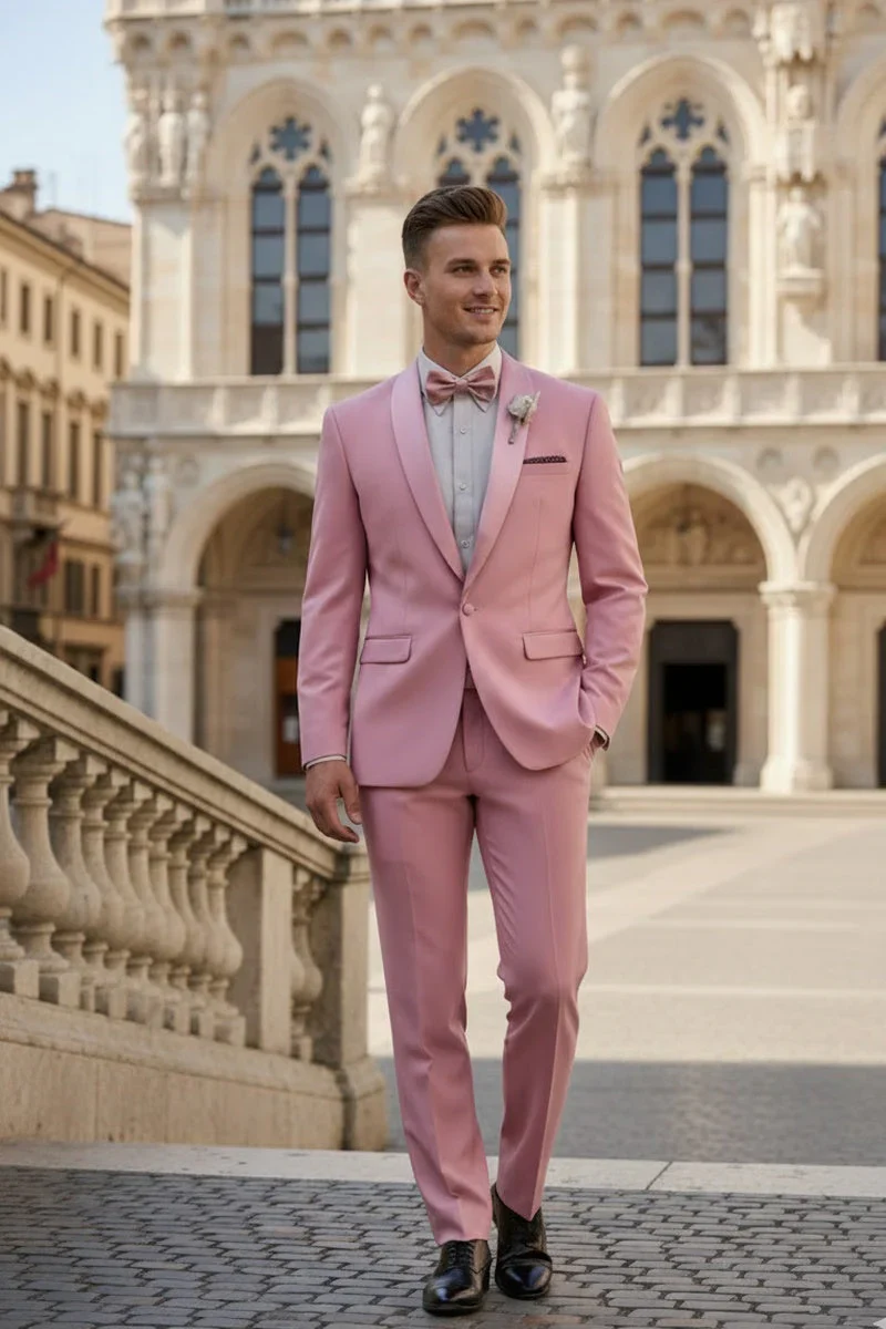 Dusty Rose Shawl Lapel Tuxedo by Spectrum – Elegant 3-Piece Formal Wear - Image 8