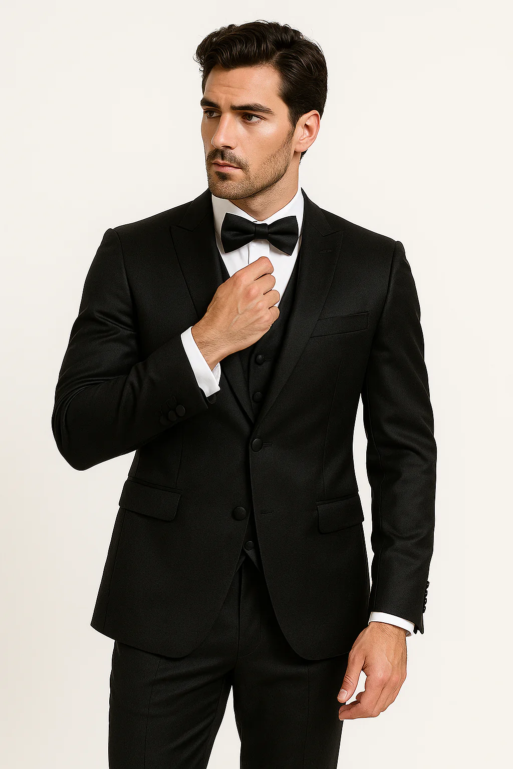 Elite-Black-satin-suit-wedding-prom - Image 7