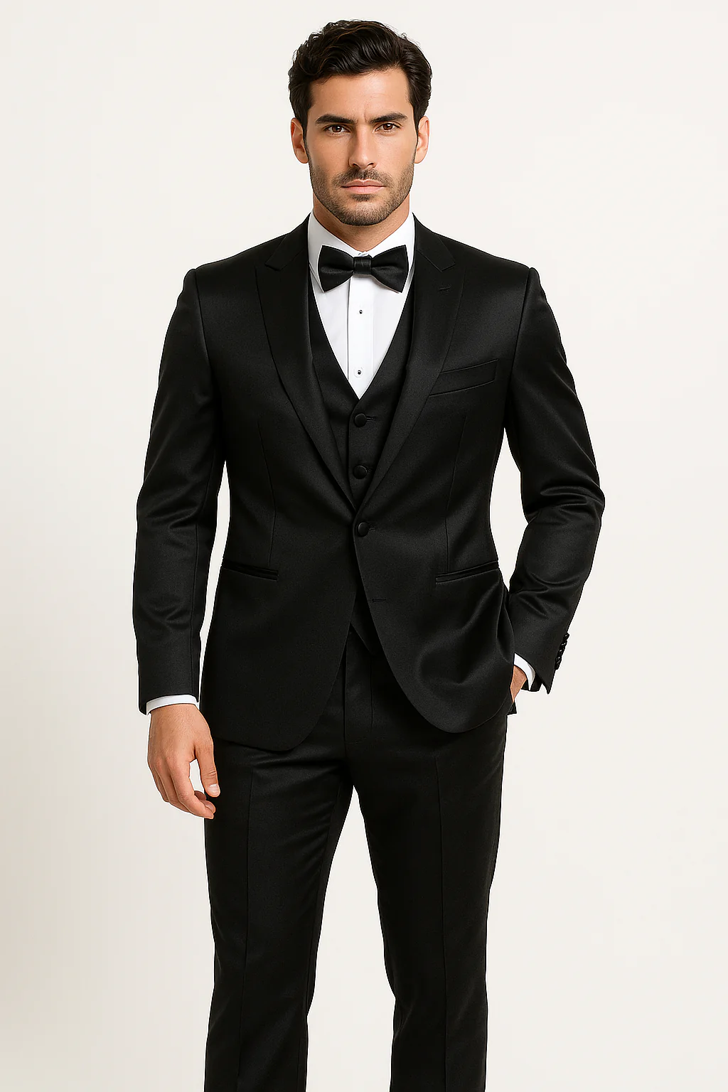 Elite-Black-satin-suit-wedding-prom - Image 8