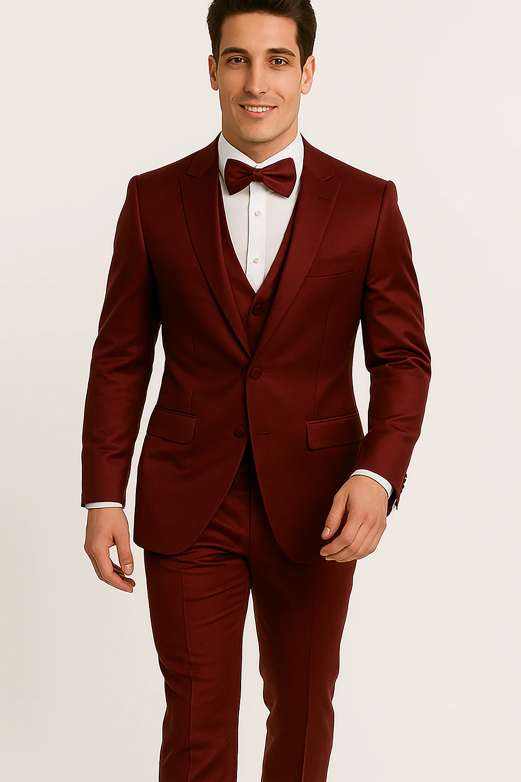 Elite Burgundy Satin Suit – Wedding - Prom