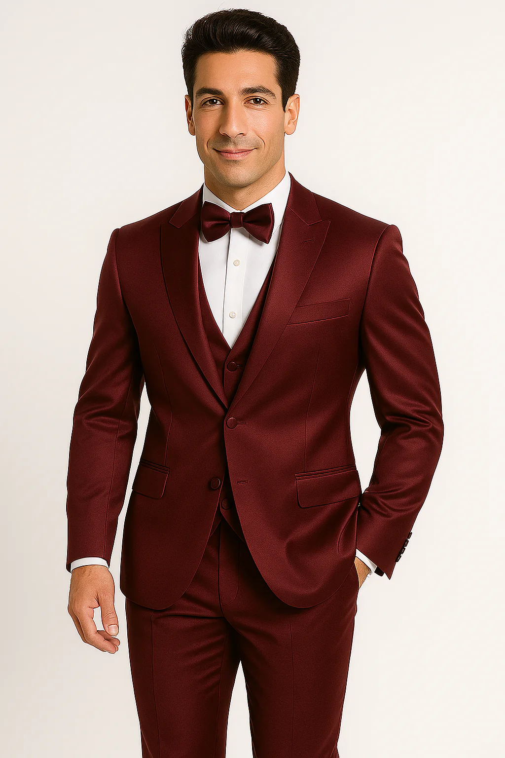 Elite Burgundy Satin Suit – Wedding - Prom - Image 5