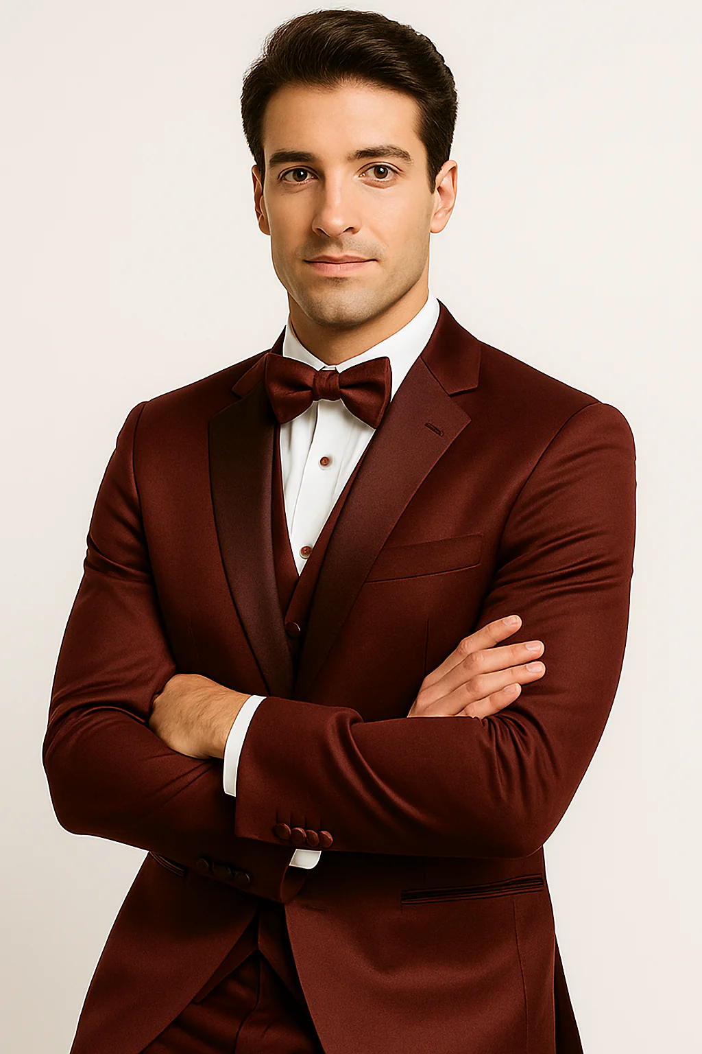 Elite Burgundy Satin Suit – Wedding - Prom - Image 6