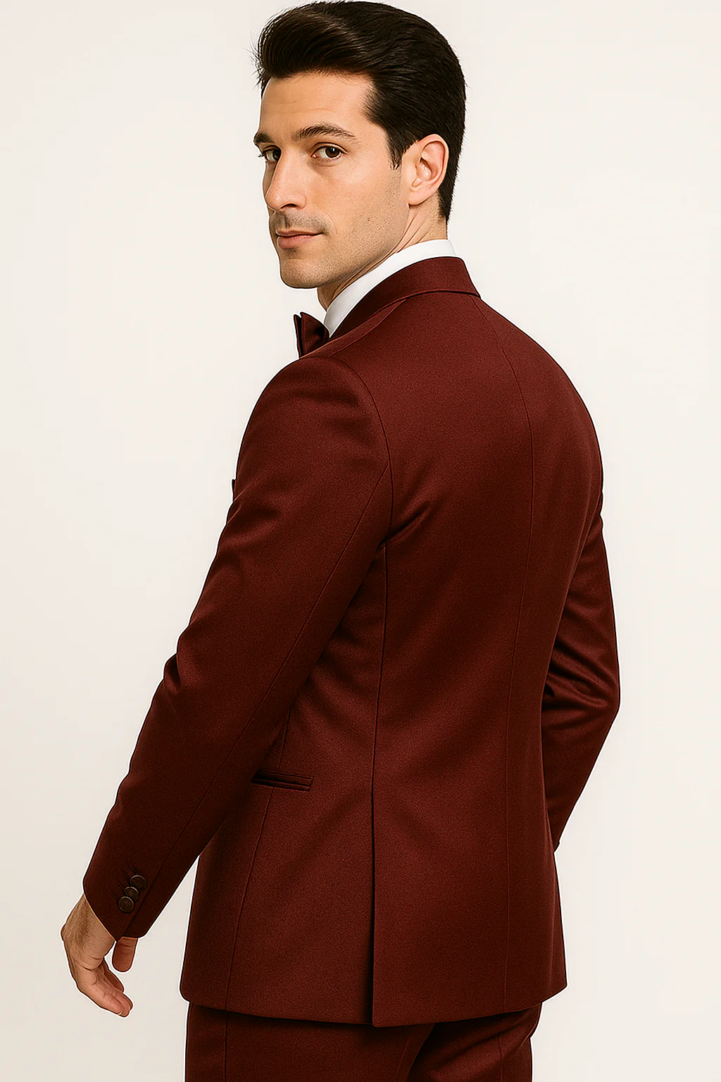 Elite Burgundy Satin Suit – Wedding - Prom - Image 7