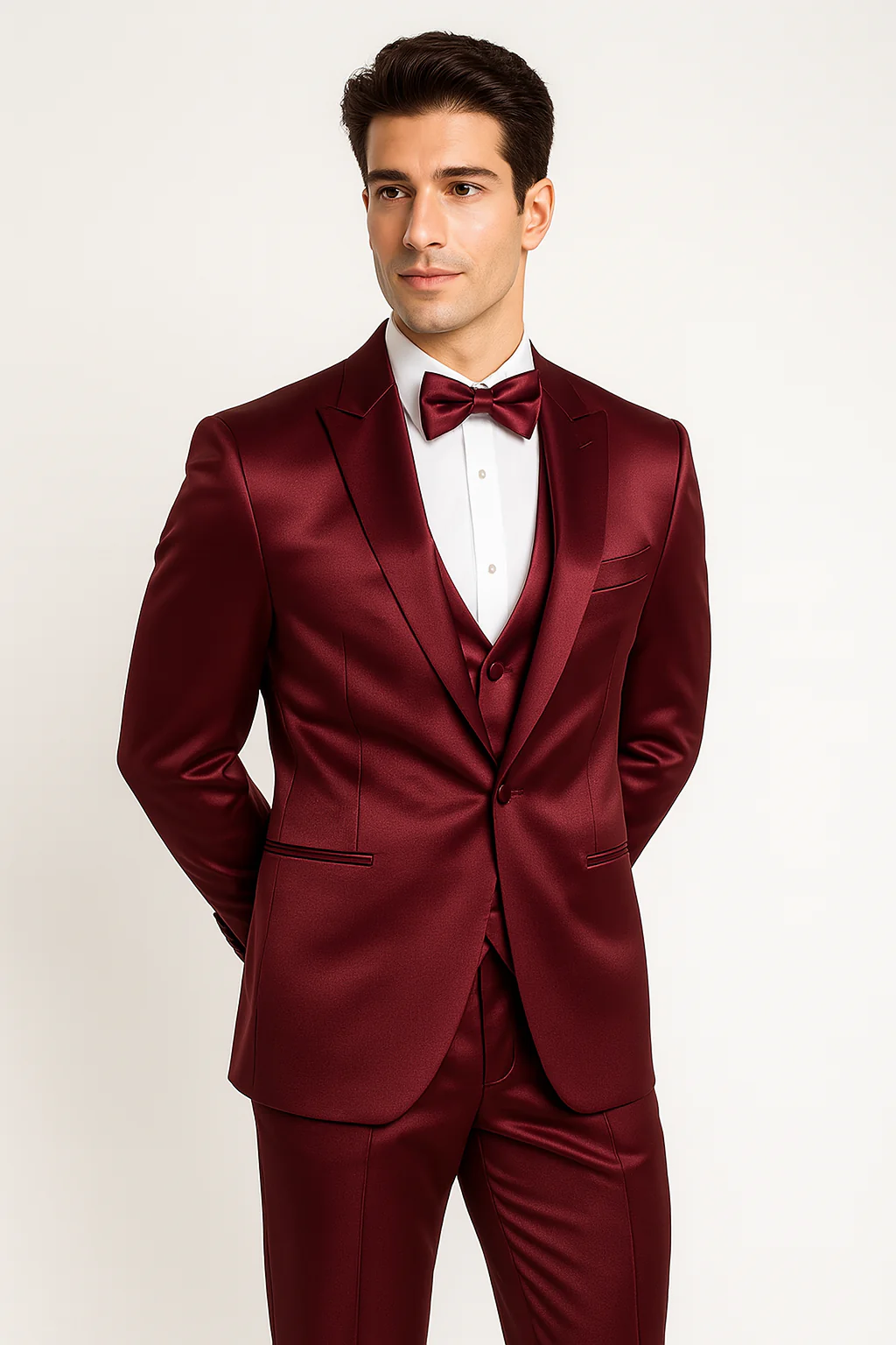 Elite Burgundy Satin Suit – Wedding - Prom - Image 8