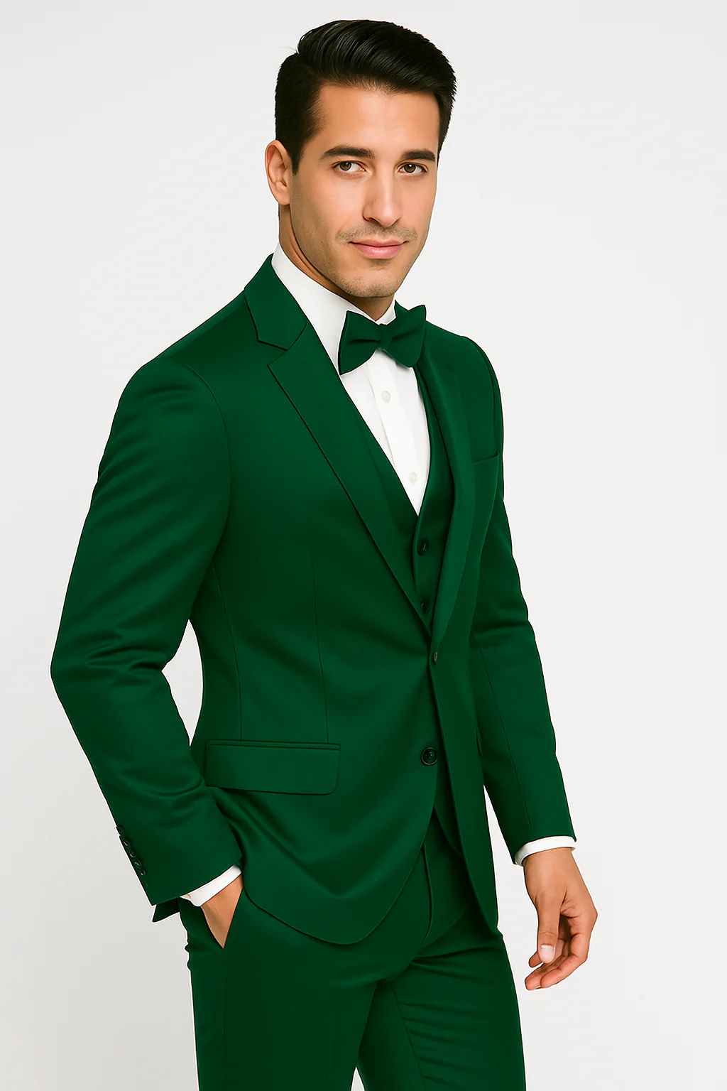 elite-emerald green-satin-suit-wedding-prom - Image 3