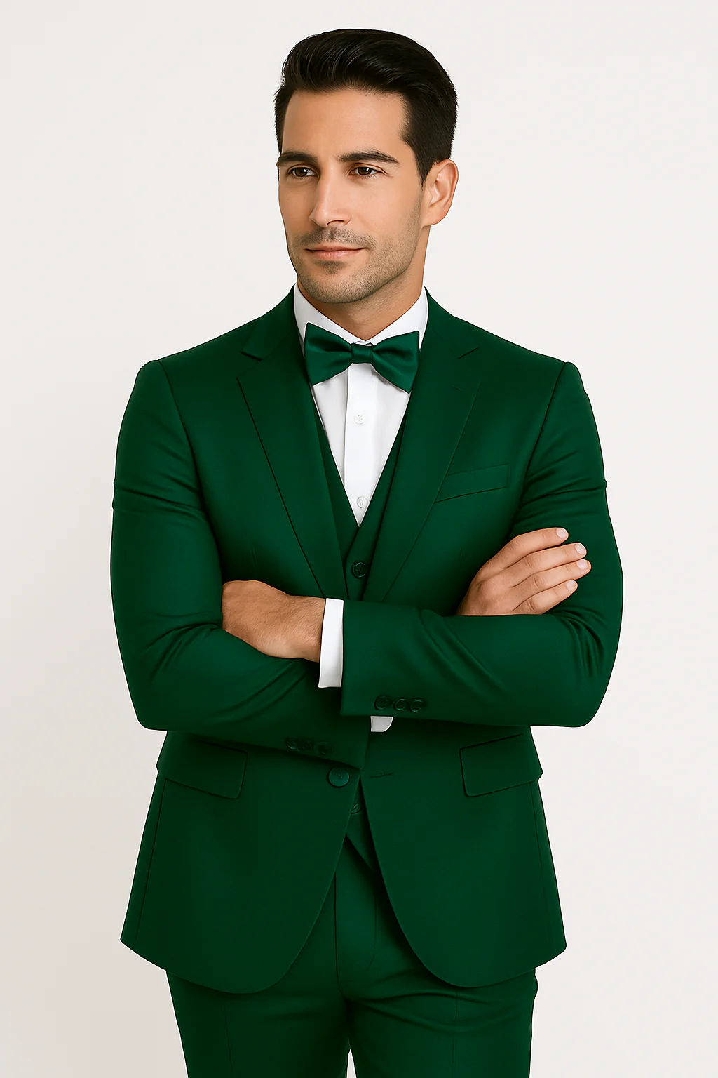 elite-emerald green-satin-suit-wedding-prom - Image 4