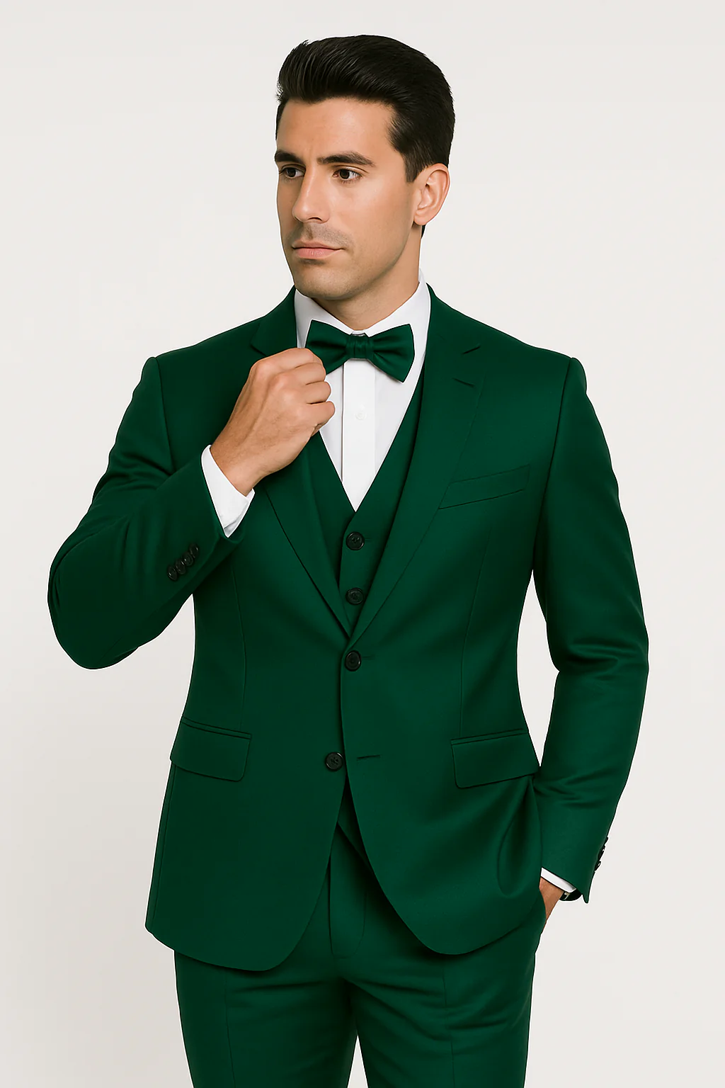 elite-emerald green-satin-suit-wedding-prom - Image 6