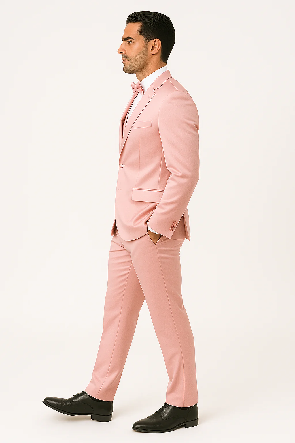 Elite-Pink-satin-suit-wedding-prom - Image 4