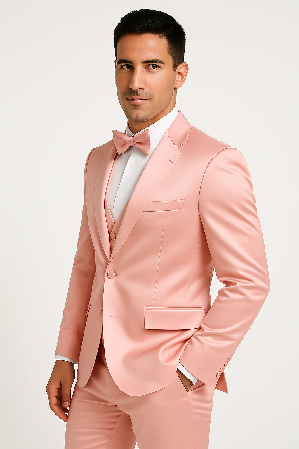 Elite-Pink-satin-suit-wedding-prom - Image 6