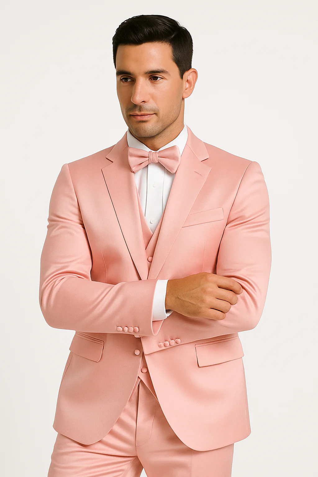 Elite-Pink-satin-suit-wedding-prom - Image 7