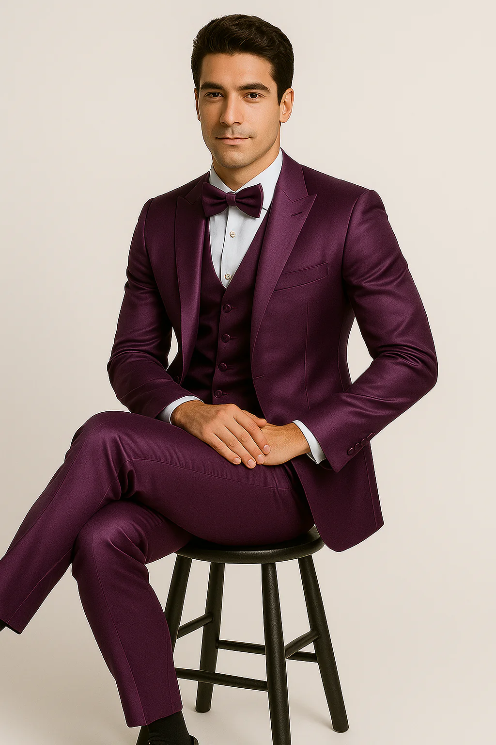 Elite purple Satin Suit – Wedding -Prom - Image 3