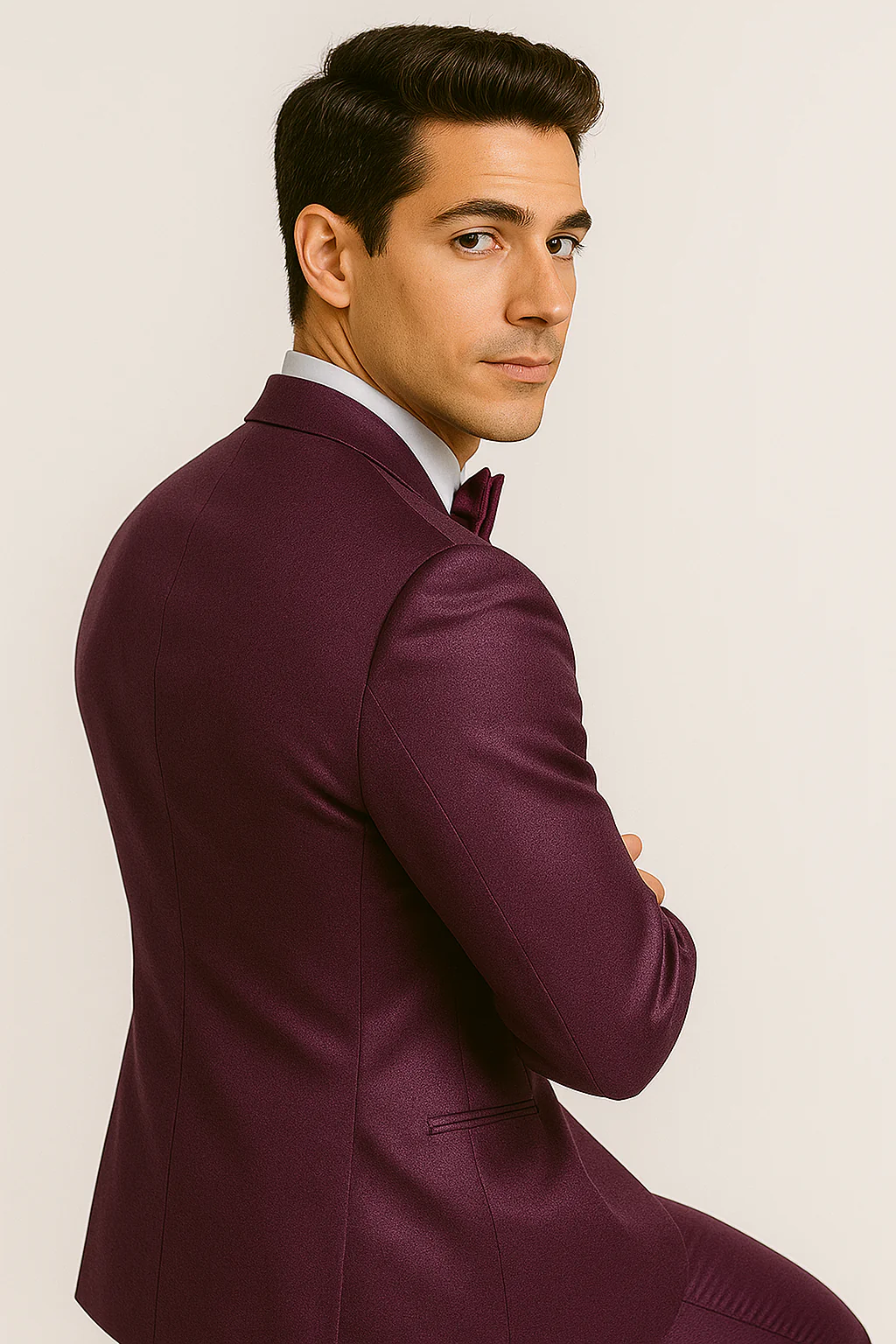 Elite purple Satin Suit – Wedding -Prom - Image 4