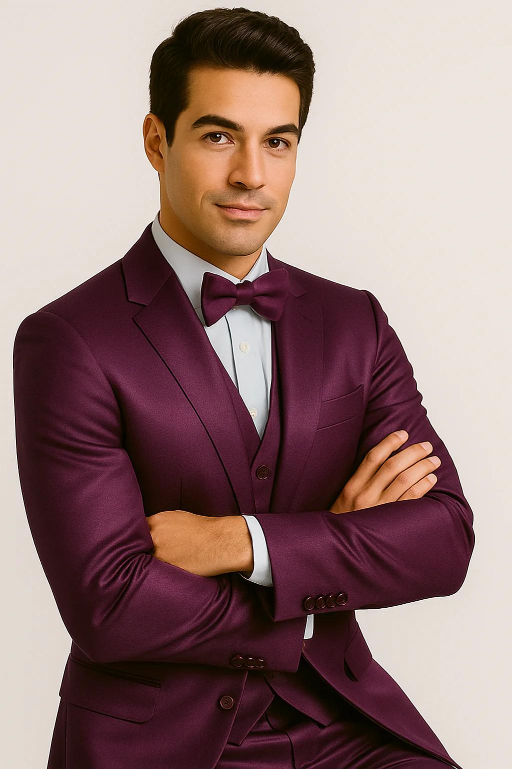 Elite purple Satin Suit – Wedding -Prom - Image 5