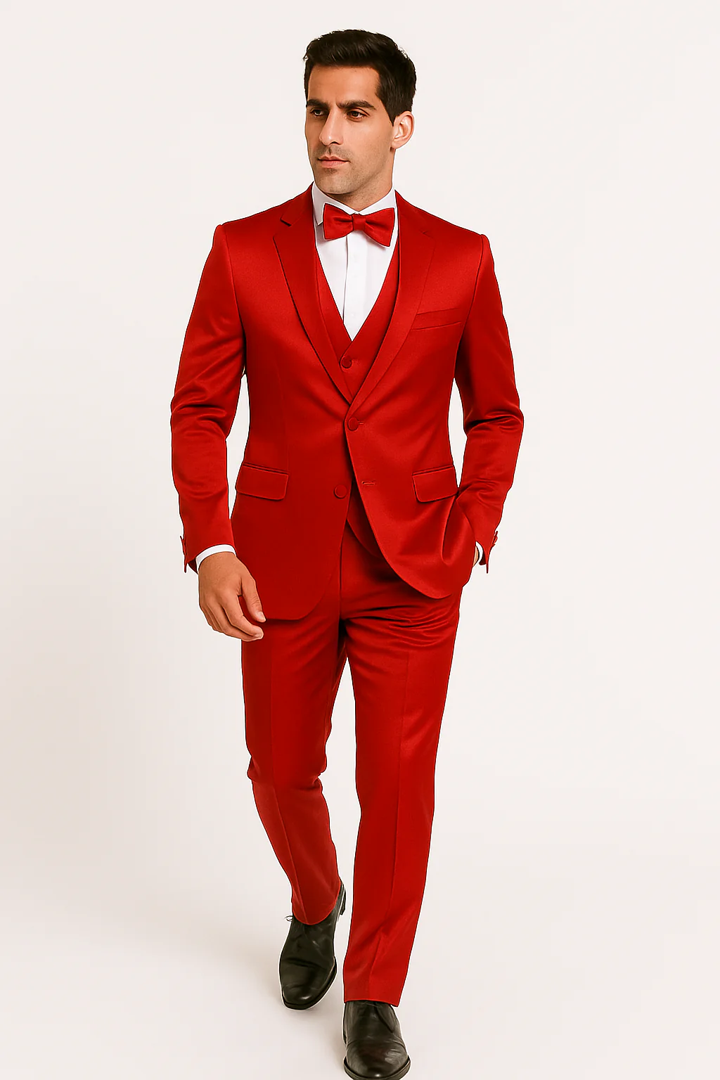 Elite-Red-satin-suit-wedding-prom - Image 3