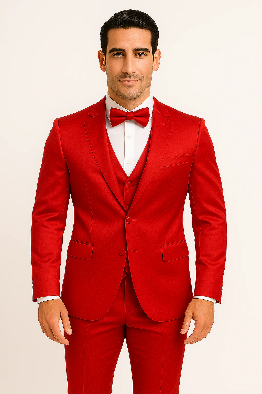 Elite-Red-satin-suit-wedding-prom - Image 4