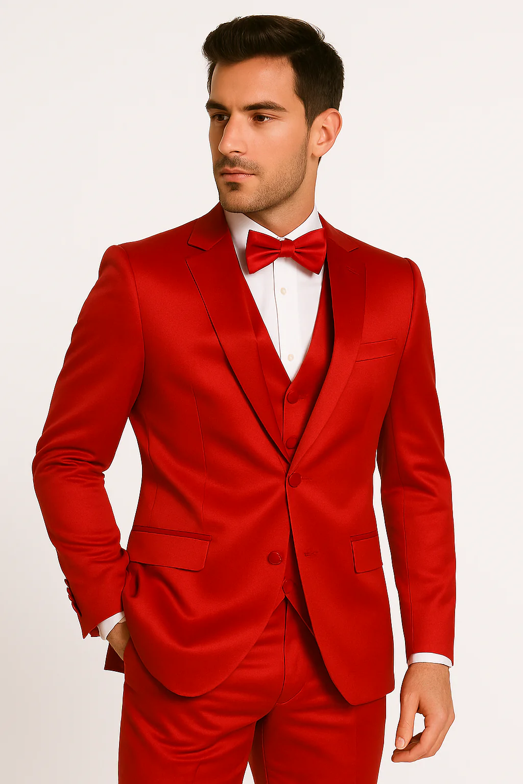 Elite-Red-satin-suit-wedding-prom - Image 7