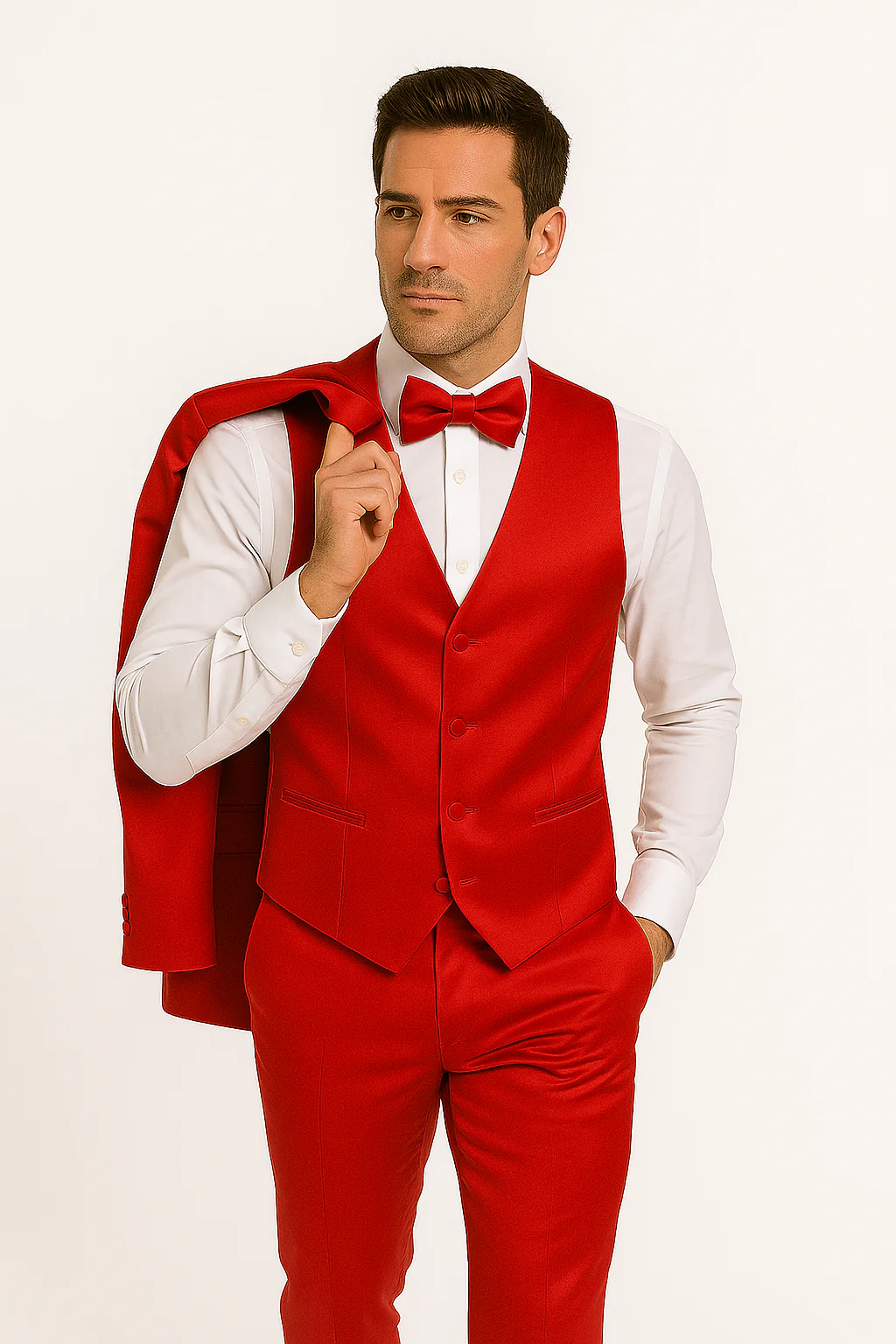 Elite-Red-satin-suit-wedding-prom - Image 8